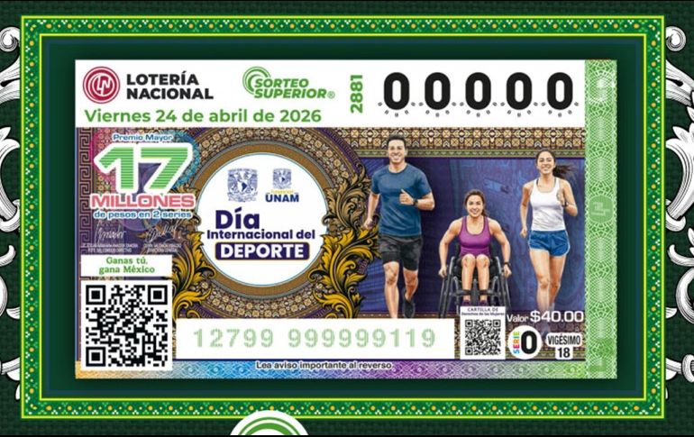 El billete del Sorteo Superior 2881 conmemoró el Día Internacional del Deporte para el Desarrollo y la Paz (6 de abril). X/lotenal