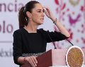 La Presidenta de México, Claudia Sheinbaum, en "La Mañanera del pueblo" de este lunes 27 de abril. EFE / ARCHIVO