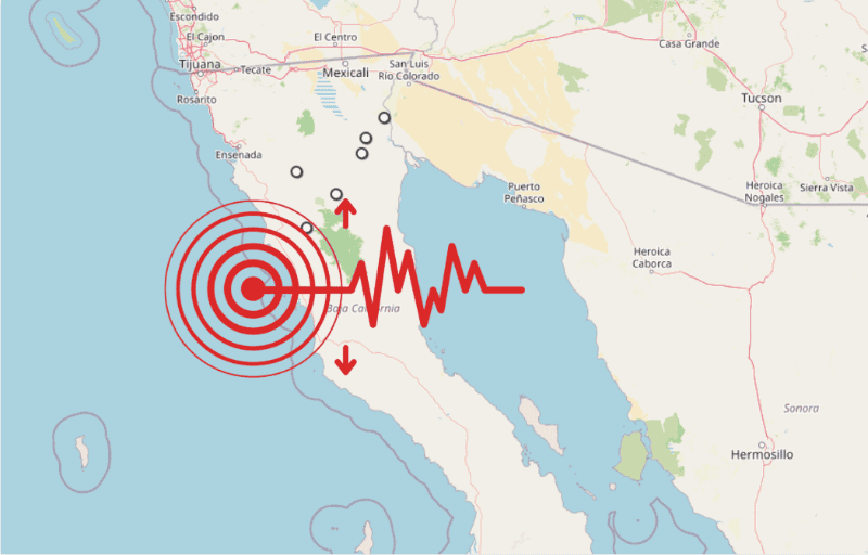&nbsp;Sismo en Baja California. ESPECIAL / SSN
