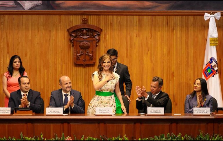 Karla Planter rindió su primer informe como rectora general de la Universidad de Guadalajara. EL INFORMADOR/A. Navarro
