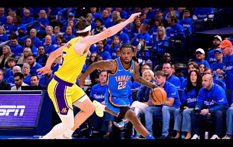 El Thunder de Oklahoma City se impuso 108 a 90 a los Lakers de Los Ángeles en el juego uno de la Semifinal del Oeste. AFP / J. Gateley