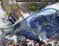 El frente frío 49, en interacción con la corriente en chorro subtropical y un canal de baja presión causan lluvias puntuales intensas en Tamaulipas y Nuevo León. ESPECIAL/Conagua