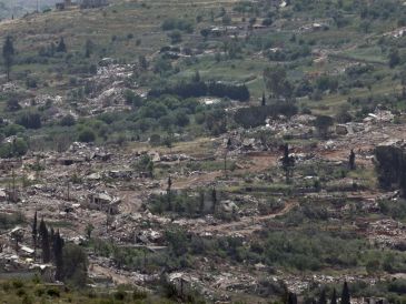 Vista de las estructuras destruidas en la aldea de Meiss El Jabal, en el sur del Líbano. EFE/EPA/A. Safadu