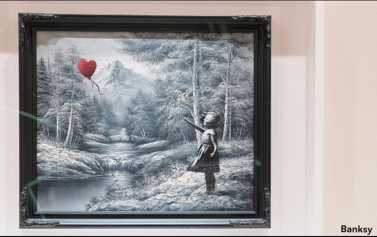 La obra de Banksy fue vendida por 17.9 millones de dólares, en Nueva York. EFE