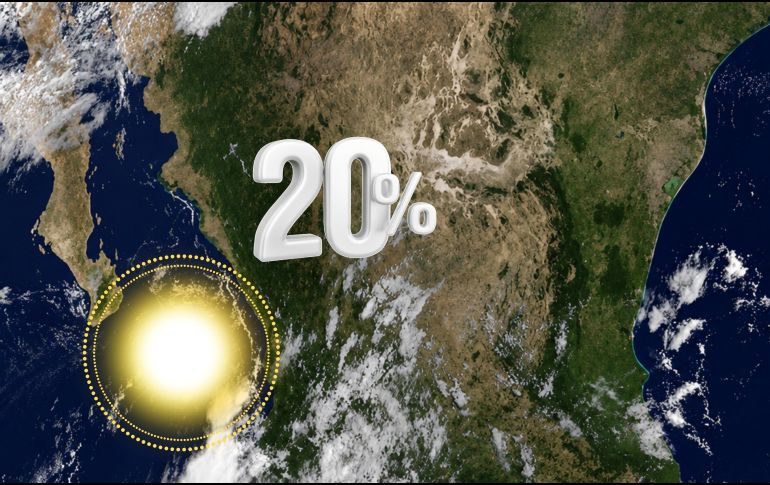 Imagen satelital alusiva a la zona de baja presión con potencial ciclónico frente a Baja California Sur vigilada por Conagua. ESPECIAL / NASA y CANVA