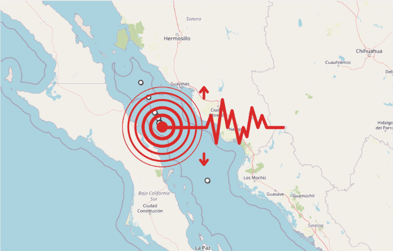 &nbsp;Sismo en Baja California Sur. ESPECIAL / SSN
