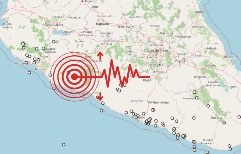 &nbsp;Sismo en Michoacán. ESPECIAL / SSN