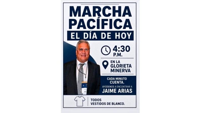 &nbsp;Justo se tenía planeada una marcha para exigir la localización de Jaime Arias. ESPECIAL