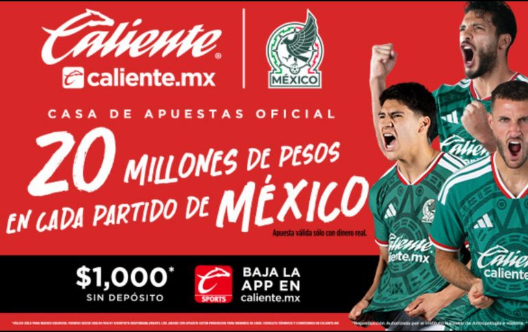 Caliente.mx busca elevar y premiar la pasión por el futbol con 20 millones de pesos por cada partido que la Selección dispute durante el Mundial 2026. ESPECIAL