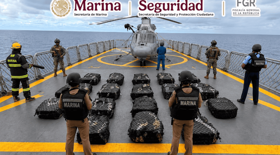 Con esta acción, según declaró la Semar, se evita que 1.6 millones de dosis de droga lleguen a las calles de México. X / @GabSeguridadMX