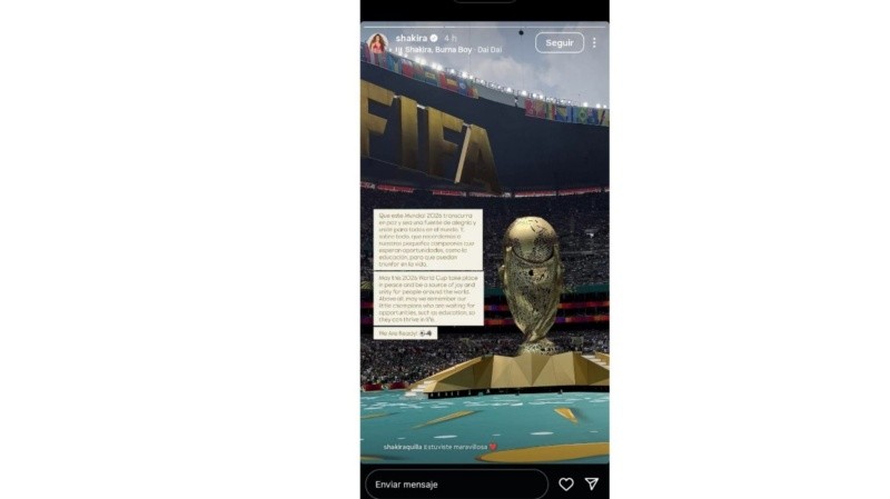 Shakira enterneció las redes con una emotiva imagen en sus historias. INSTAGRAM/shakira&nbsp;