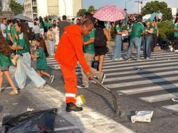 El Gobierno de Guadalajara implementó un operativo permanente para atender los residuos generados durante la jornada mundialista. CORTESÍA/AYUNTAMIENTO DE GUADALAJARA 
