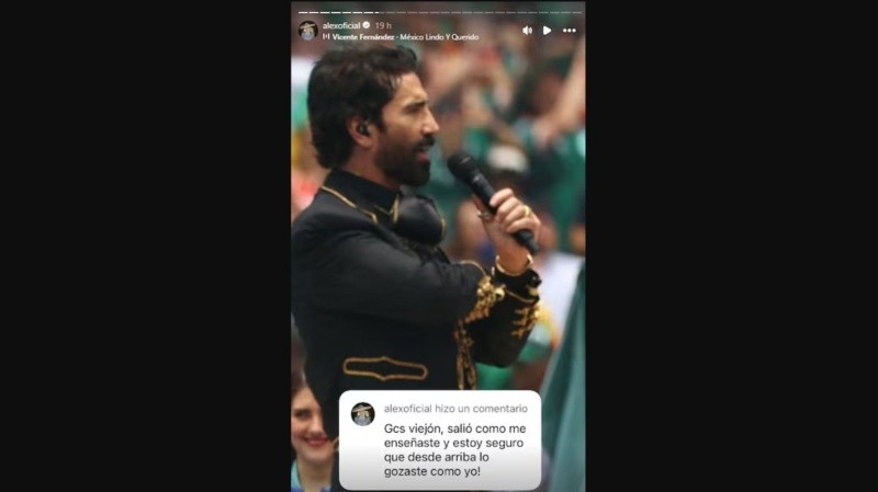 Alejandro Fernández compartió una emotiva foto en sus historias de Instagram. INSTAGRAM/alexoficial&nbsp;