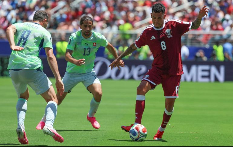 La Selección de Qatar marcó el gol del empate con Suiza en el que fue su primer partido del Mundial 2026, y consiguió así su primer punto en Copas del Mundo. EFE /  M. Gutiérrez
