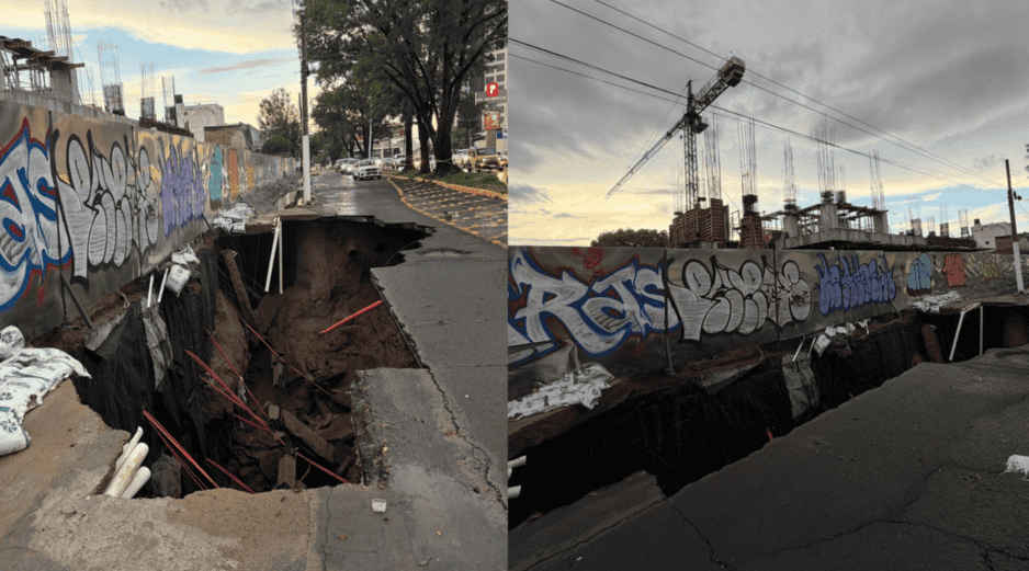 Se abrió nuevamente  un socavón en la lateral de López Mateos en la Colonia La Calma. ESPECIAL