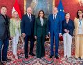 Harris y Schwarzenegger defendieron que la protección del medioambiente debe estar por encima de las diferencias políticas. EFE/ Cuenta oficial en X del presidente federal de Austria