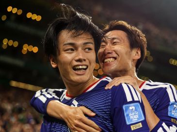 Ayase Ueda anotó dos de los goles japoneses. AP/S. Yaker