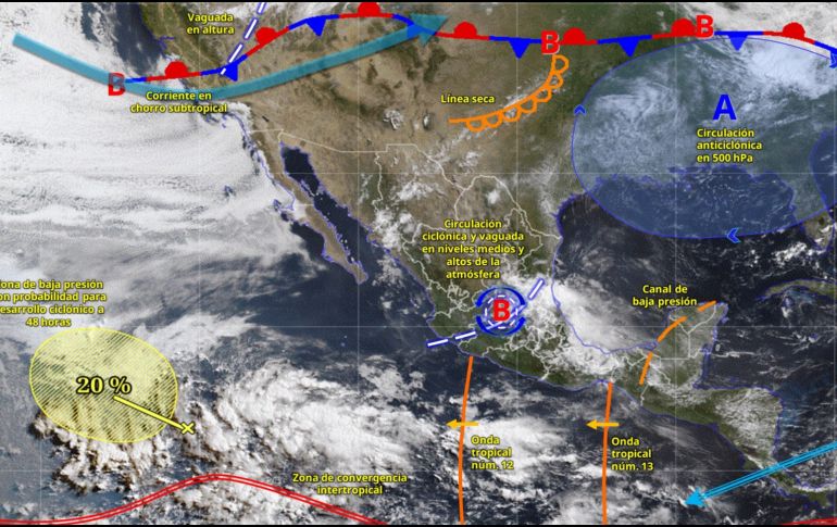 El SMN prevé lluvias intensas, descargas eléctricas y posible granizo en diversas regiones durante los próximos cuatro días. ESPECIAL/ SMN.