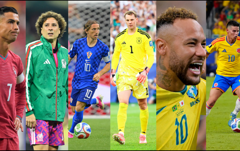 Los nombres de Cristiano Ronaldo, Luka Modrić, Manuel Neuer, Guillermo Ochoa, Neymar y James Rodríguez representan mucho más que estadísticas o títulos. IMAGO7/CANVA