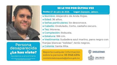 El hombre salió de su casa la mañana del 7 de julio y desde entonces se desconoce su ubicación. COMISIÓN ESTATAL DE BÚSQUEDA DEL ESTADO