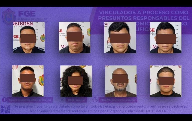 Entre los sospechosos implicados hay 7 hombres y una mujer. ESPECIAL/FGE Veracruz