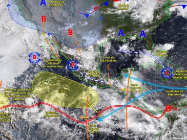 Una zona de baja presión podría convertirse en ciclón tropical frente a las costas del Pacífico mexicano. ESPECIAL/ SMN.