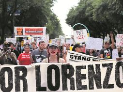 Manifestantes marcharon por el corazón de Houston para denunciar la muerte de Lorenzo Salgado, así como la violencia contra la comunidad migrante y en particular los mexicanos. AFP/R. SCHEMIDT