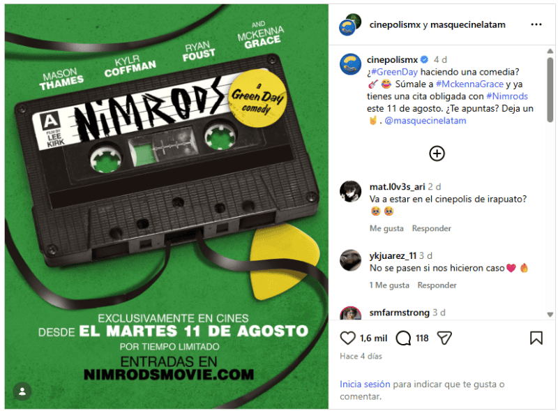 La distribución internacional llega casi un mes después de las primeras proyecciones. INSTAGRAM / @cinepolismx&nbsp;