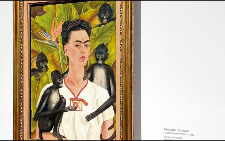 “Autorretrato con monos”, de la artista Frida Kahlo; la pintura que forma parte de la colección. ESPECIAL