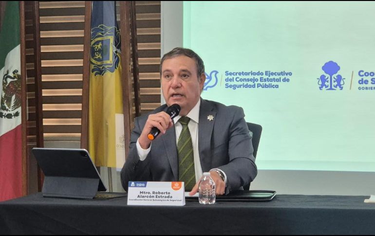 Roberto Alarcón Estrada destacó en conferencia la disminución de homicidios dolosos en Jalisco, así como otros delitos. EL INFORMADOR / R. Bobadilla