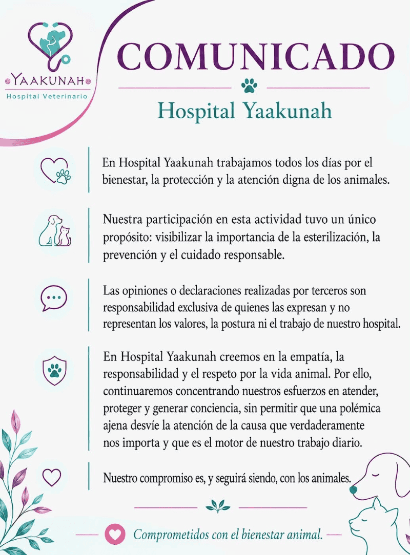 Comunicado emitido en redes sociales. &nbsp;ESPECIAL / Facebook Hospital Yaakunah