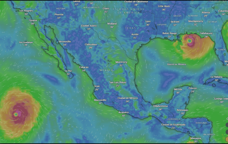 El huracán “Fausto” mantiene bajo vigilancia a las autoridades meteorológicas este martes 21 de julio de 2026. WINDY