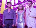 Michael Ronda, Karol Sevilla y Ruggero Pasquarelli en el lanzamiento de "Soy Luna: Volver a Rodar" en Ciudad de México. ESPECIAL/©DISNEY.