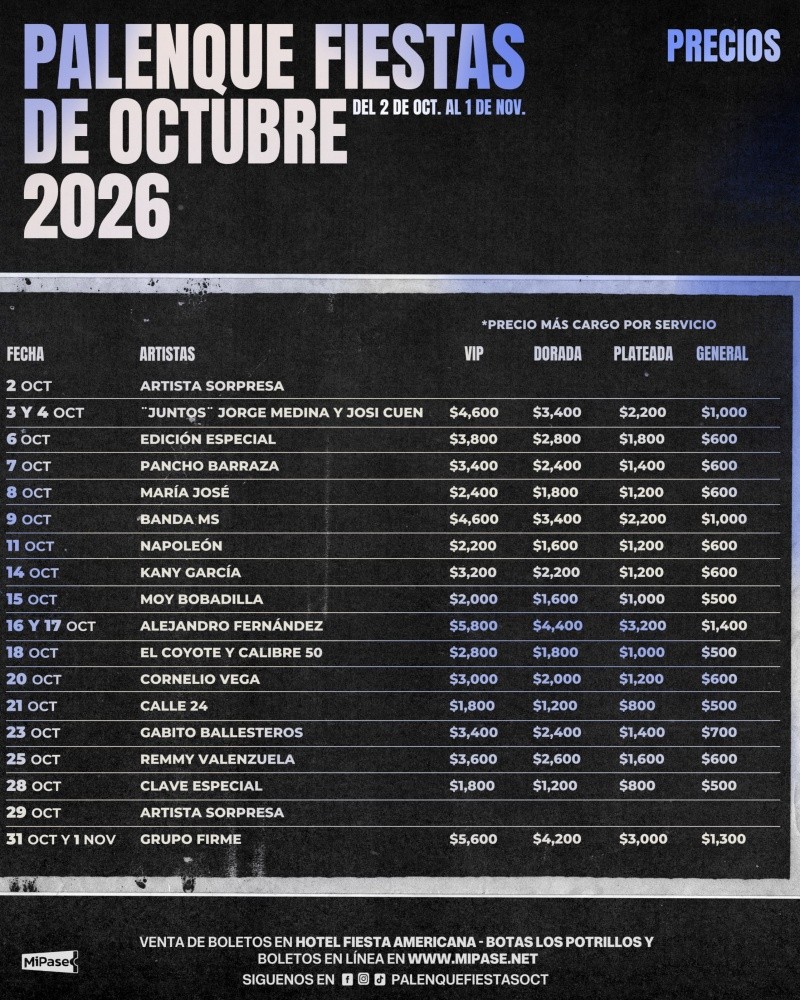 ESPECIAL/ Facebook/ Palenque Fiestas Octubre 