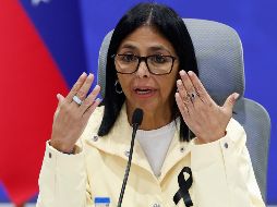 La presidenta encargada de Venezuela, Delcy Rodríguez, habla en una conferencia de prensa en Caracas. AP/P. Mattey