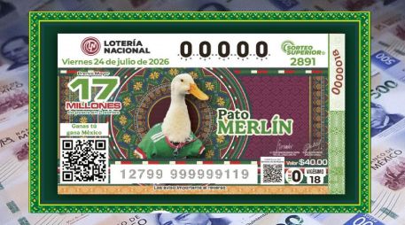 El billete del Sorteo Superior 2891 fue ilustrado con la fotografía del pato Merlín, el animal que de manera espontánea se convirtió en símbolo del entusiasmo del Mundial 2026. ESPECIAL
