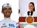 Claudia Sheinbaum felicitó a Isaac del Toro tras convertirse en el primer mexicano en subir al podio del Tour de Francia. EFE.