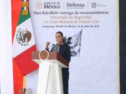 La Presidenta de la República y Comandanta Suprema de las Fuerzas Armadas, Claudia Sheinbaum Pardo, encabezó la Ceremonia de reconocimientos al personal que integró el Plan Kukulkán. SUN / K. Guerrero