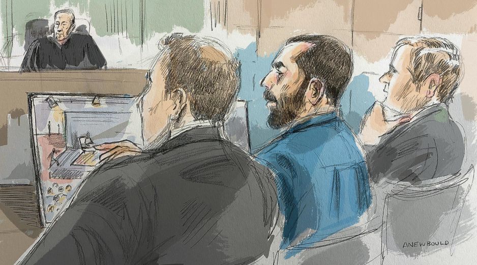 Esta imagen es una representación artística del juicio federal por terrorismo contra Hadi Matar. AP