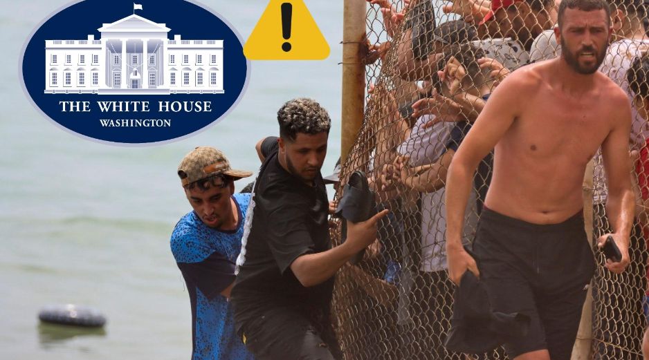 Miles de jóvenes marroquíes llegaron este jueves a la frontera entre Castillejos (Marruecos) y Ceuta para tratar de cruzar la valla que separa las dos ciudades. EFE / Reduan Dris