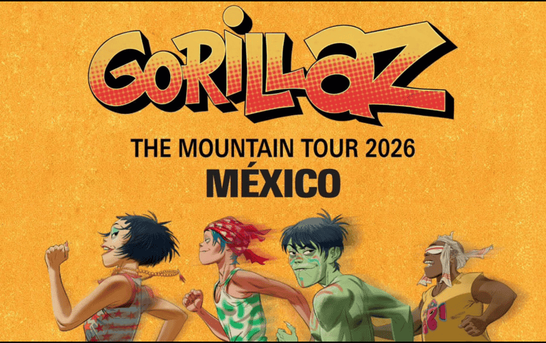 La venta para el concierto de Gorillaz arrancará con la preventa el 25 y 26 de agosto. ESPECIAL/OCESA