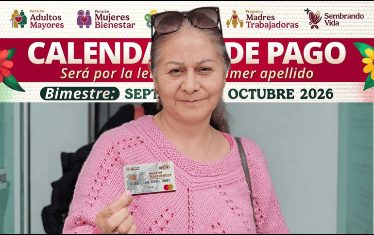 La Secretaría del Bienestar anunció el calendario Pensión Bienestar para el bimestre septiembre-octubre. ESPECIAL/Banco del Bienestar
