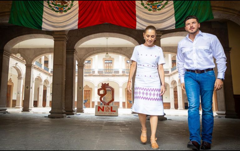 La visita de Claudia Sheinbaum a Monterrey forma parte de una agenda que la presidenta desarrolla en diferentes entidades del país bajo el nombre “Honestidad y resultados”.  ESPECIAL/X/ @samuel_garcias