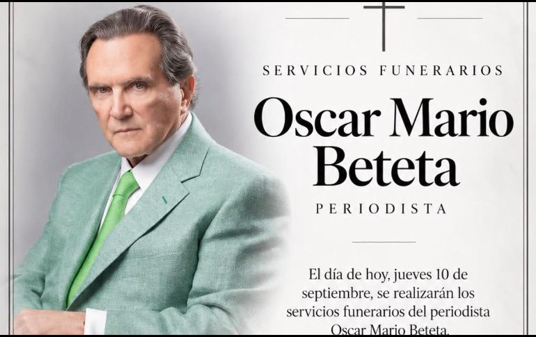 Óscar Mario Beteta. Familiares y colegas destacaron su compromiso, profesionalismo y pasión por informar a lo largo de su trayectoria. X/MarioBeteta