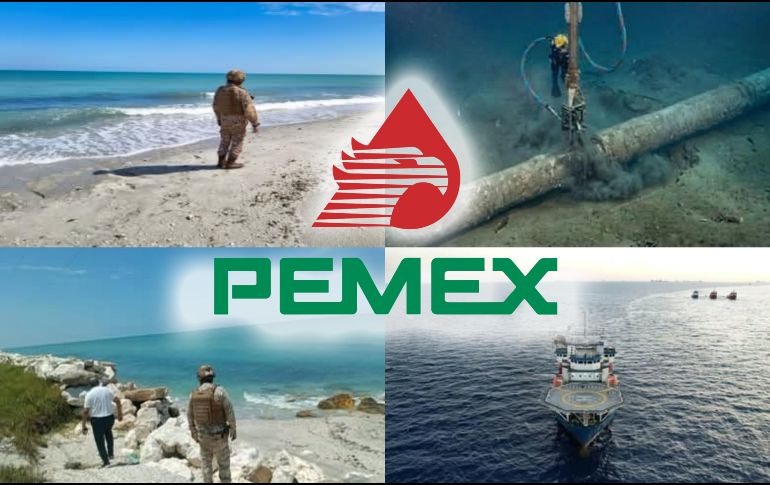 A través de redes sociales, Pemex compartió fotografías de las labores de limpieza en Campeche. ESPECIAL / FACEBOOK Pemex