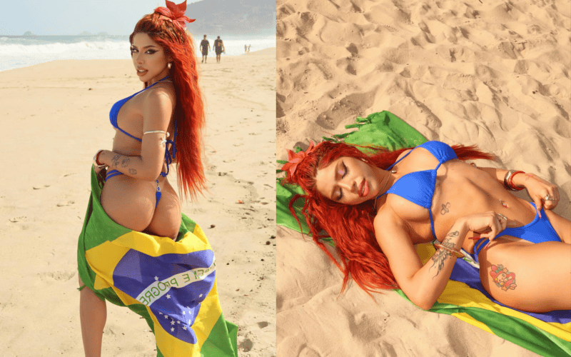 &nbsp;La influencer ya había posado con otra bandera, aquella vez se trataba de símbolo patrio de Brasil. INSTAGRAM/yerimua