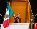 Desde Palacio Nacional, Sheinbaum salió la noche del 15 de septiembre para emitir las clásicas arengas en reconocimiento a los héroes y heroínas de la Independencia. SUN/D. Sánchez