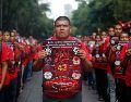 El contingente avanzó por la avenida Paseo de la Reforma con dirección al Zócalo. EFE/S. Gutiérrez