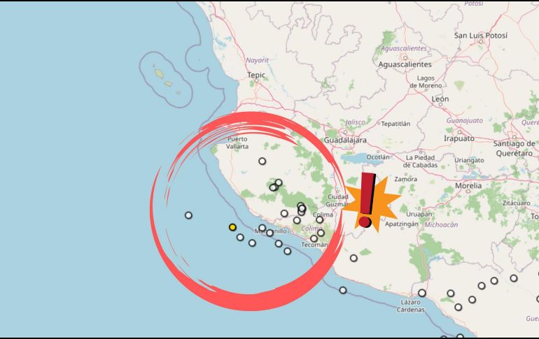 Jalisco lidera la lista de eventos telúricos, seguido por Colima y Michoacán, según datos oficiales. ESPECIAL / SSN