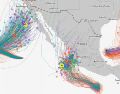 Jalisco enfrenta una doble amenaza meteorológica. Mientras el huracán “Rachel” genera fuerte oleaje y lluvias en la costa, el potencial ciclón “Simón” avanza rápidamente. ESPECIAL/Protección Civil Jalisco